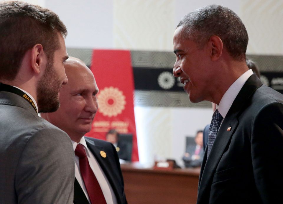 Barack Obama and Putin almost appeared to crack a smile when they saw each other