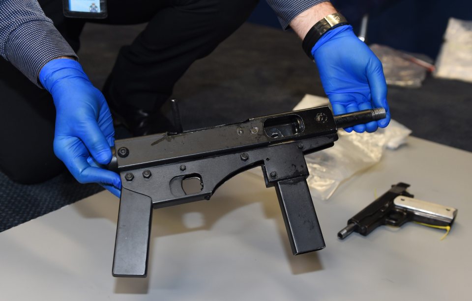 This is a 3D-printed submachine gun seized in drug raids on the Gold Coast last Friday