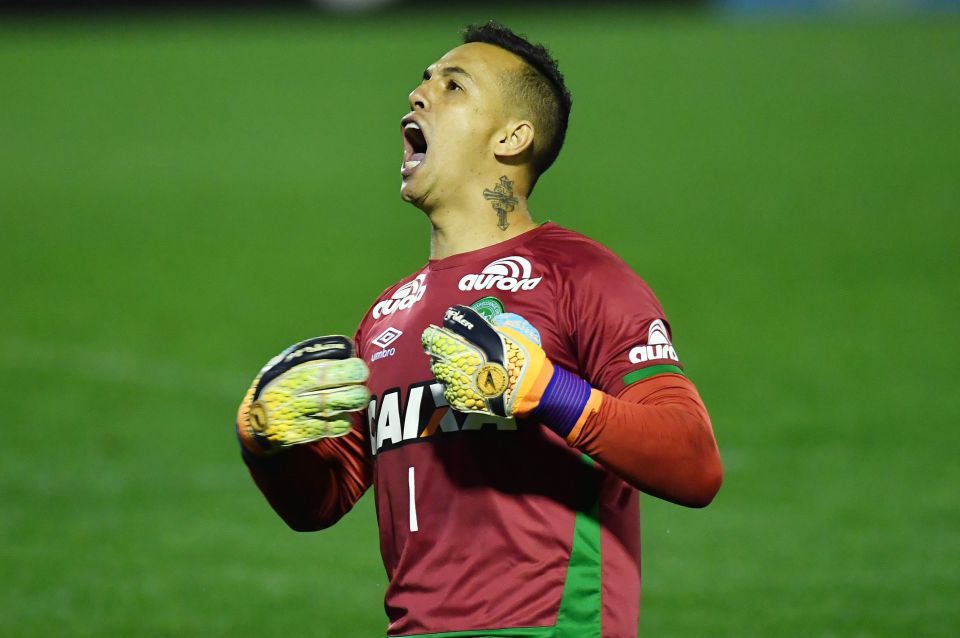 Danilo celebrates after defeating Argentina's Independiente in a penalty shoot-out during the Copa Sudamericana
