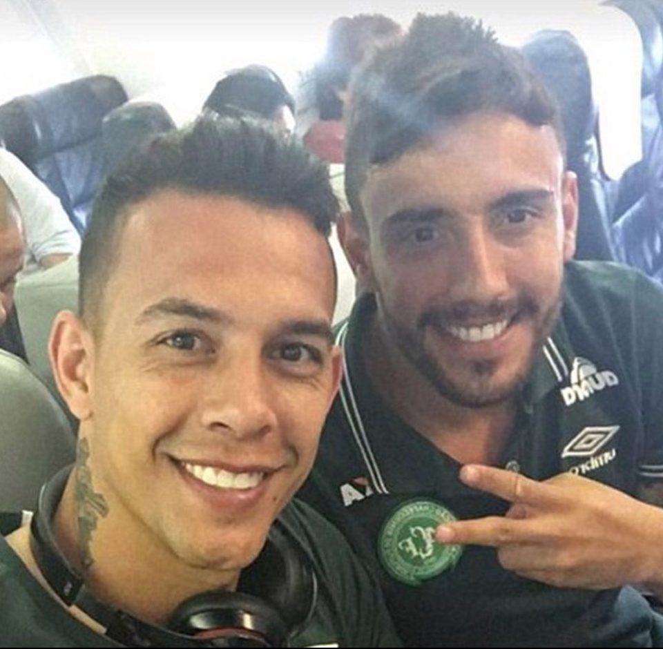 Alan Ruschel, right, pictured with tragic goalkeeper Danilo