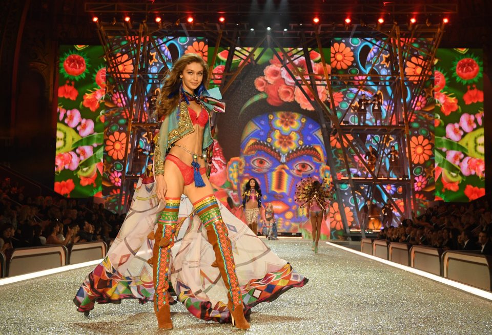 Gigi Hadid looked stunning in a colourful ensemble on the Victoria's Secret runway
