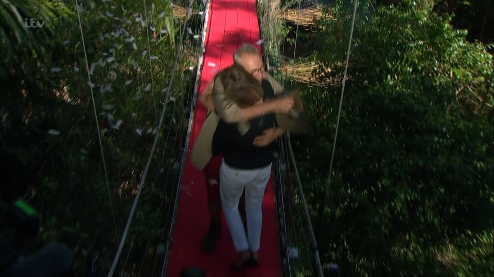 Larry and Marie enjoyed a warm embrace 