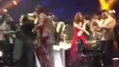 Cheryl and Liam can be seen dancing together after last year's X Factor final