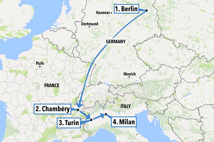 The route Anis Amri took over four days, passing two European borders
