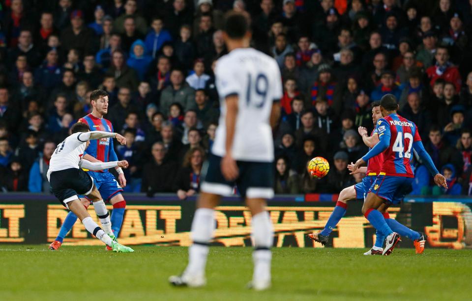Dele Alli fires home a stunning volley against Palace
