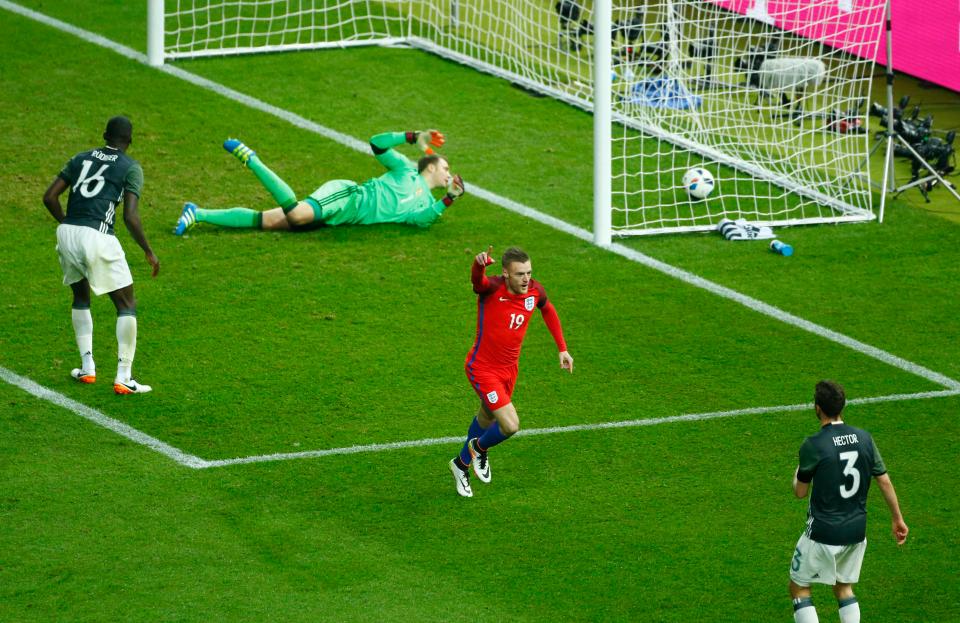 Jamie Vardy got off the mark in style with England