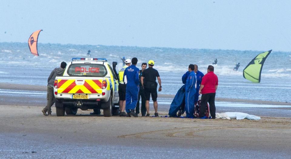 Rescue crews at Camber Sands on July 24 the day two men were killed