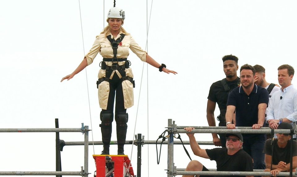 Sky-high.. Carol takes the first challenge as stars made their way to camp