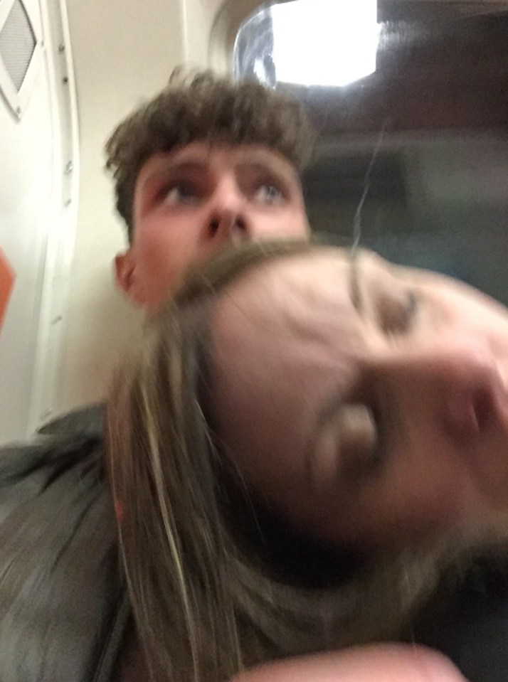 He posted the picture on a Friday night as the woman snoozed on his shoulder