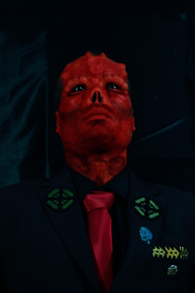 According to Henry's friend he's 'always dreamed of being Red Skull' and thanks to his 'surgeon' Emilio Gonzalez he's finally been able to do it