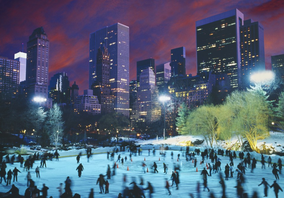 Ice skaters at the stunning Wollman Rink