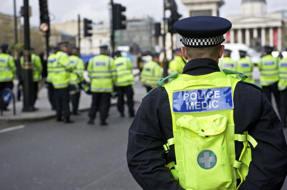A Metropolitan police medic on duty in London.