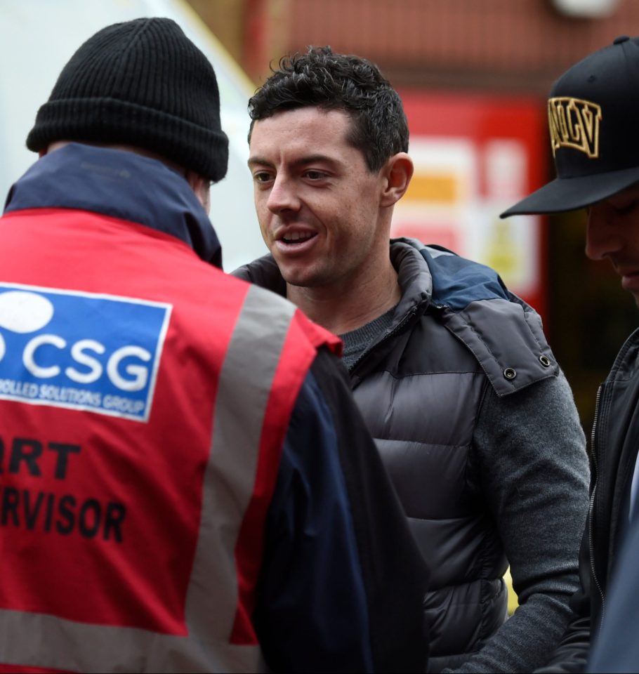 Rory McIlroy and Wladimir Klitschko seen arriving at Old Trafford