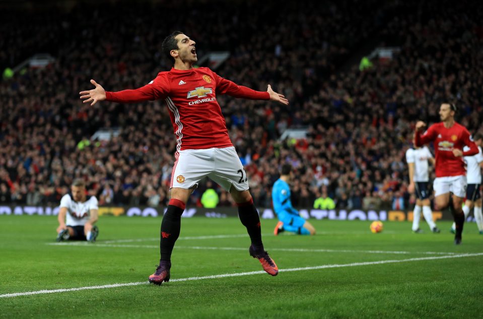 Henrikh Mkhitaryan scored his first goal at Old Trafford against Tottenham