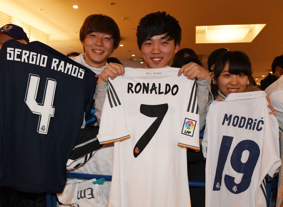 Japanese fans could barely contain their excitement as Ronaldo and his teammates landed