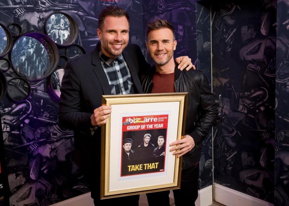 Frontman Gary Barlow picked up Take That's Group of the Year prize