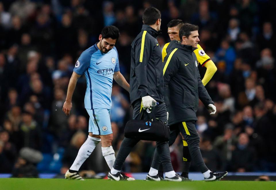  Gundogan will miss at least the rest of the season with a knee ligament injury