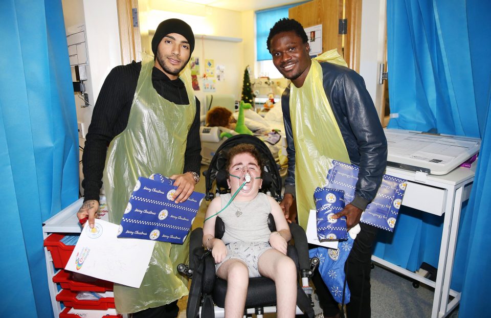  Leicester City players presented gifts to patients at the Leicester Royal Infirmary