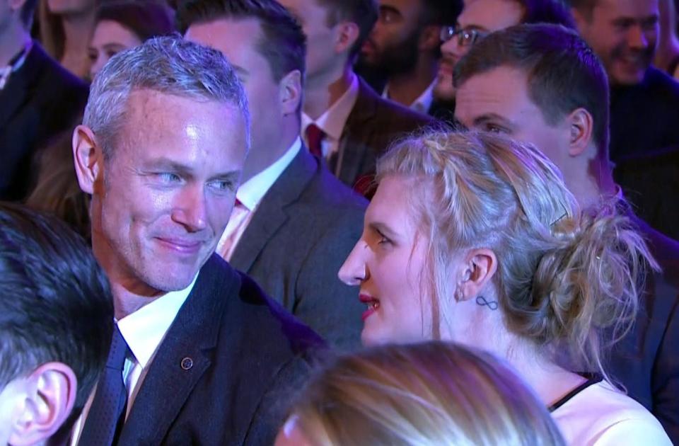 Swimmers Mark Foster and Rebecca Adlington in the audience