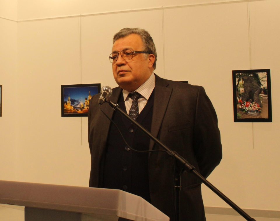  Karlov pictured at the art exhibition opening moments before he was gunned down