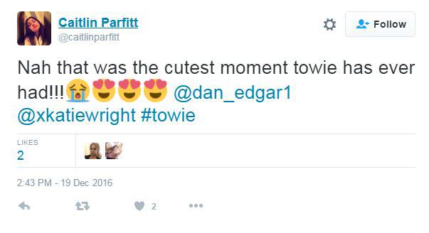  The scene was billed as one of the cutest moments in Towie history