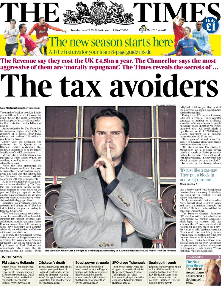  The Times’ 2012 investigation on “under the radar” tax avoidance methods exploited by wealthy