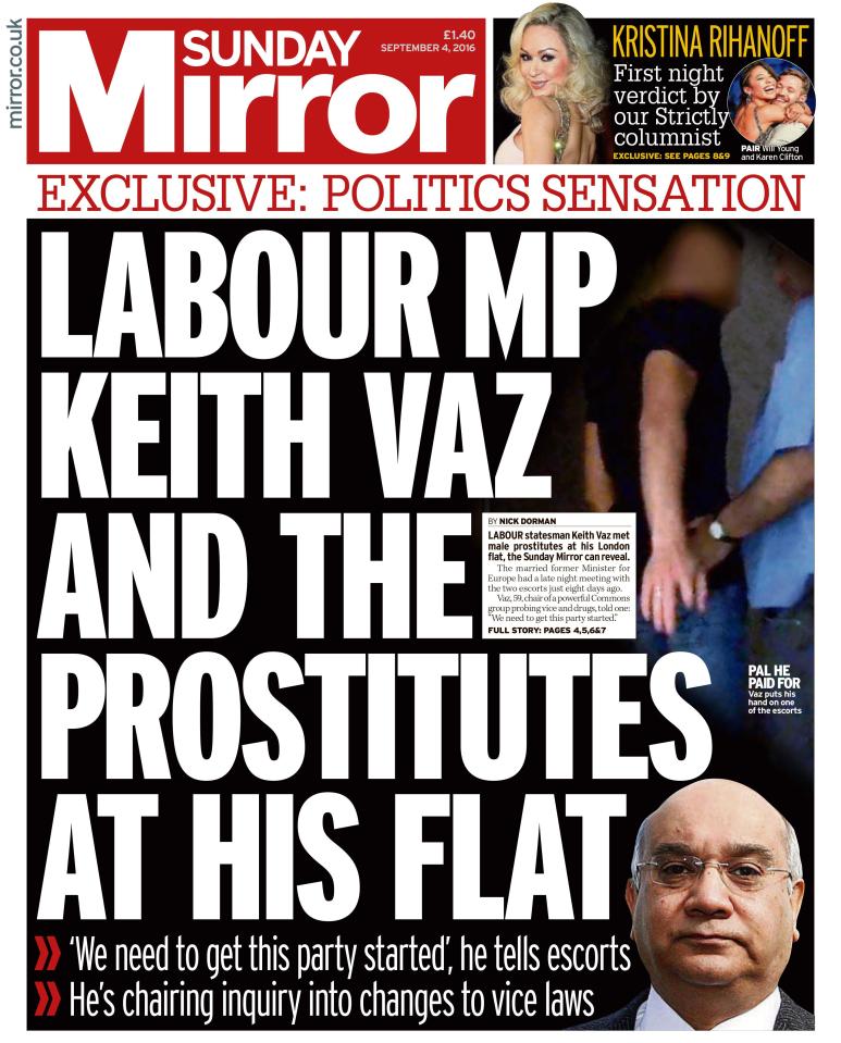  Married MP Keith Vaz was caught by Sunday Mirror in September with two male escorts in his flat