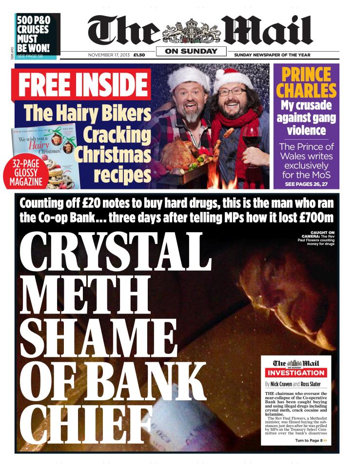  Ex Co-op bank chief Paul Flowers was caught buying crystal meth and cocaine in November 2013