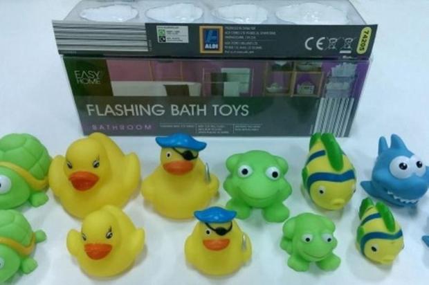 Aldi has recalled flashing rubber bath toys after they were discovered to be a choking hazard