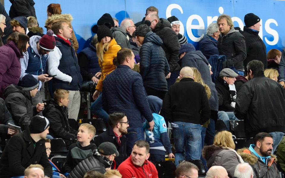 Some Swansea fans left early on Boxing Day while others protested