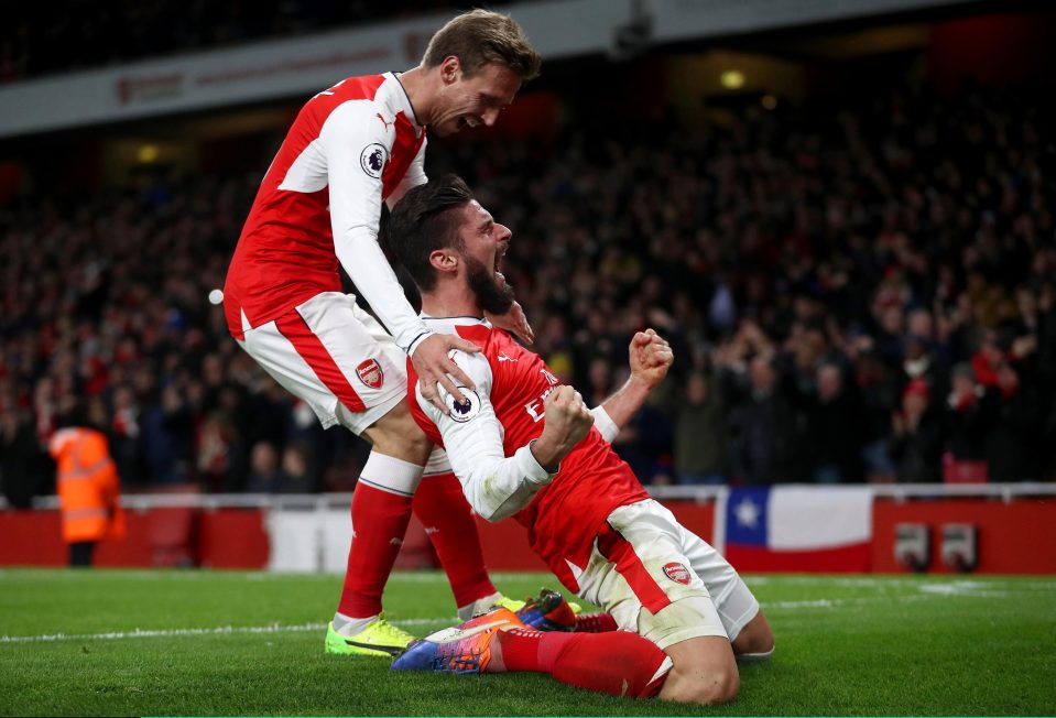  Giroud scored his first Premier League goal at the Emirates this season