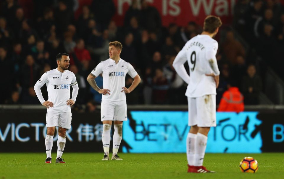 Swansea slid to 19th in the Premier League after their third straight loss on Boxing Day against West Ham