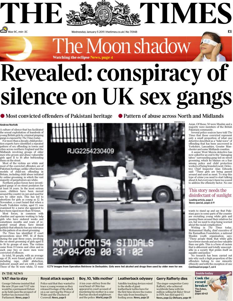  The Times’ 2011 award-winning probe into conspiracy of silence over Rotherham grooming gangs