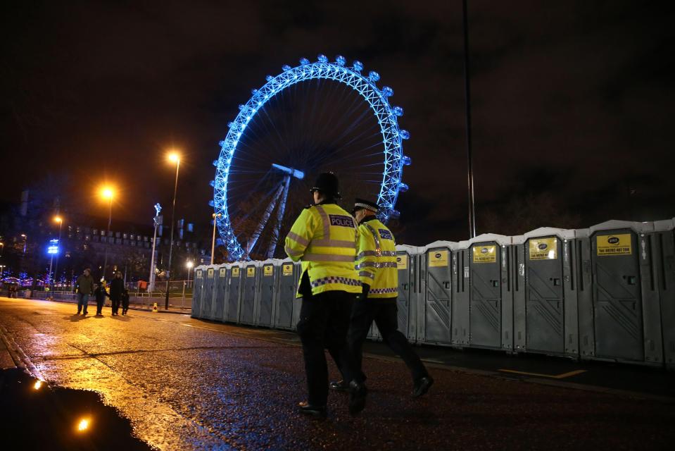 A pair of cops on patrol during the New Year's Eve celebrations in London last year