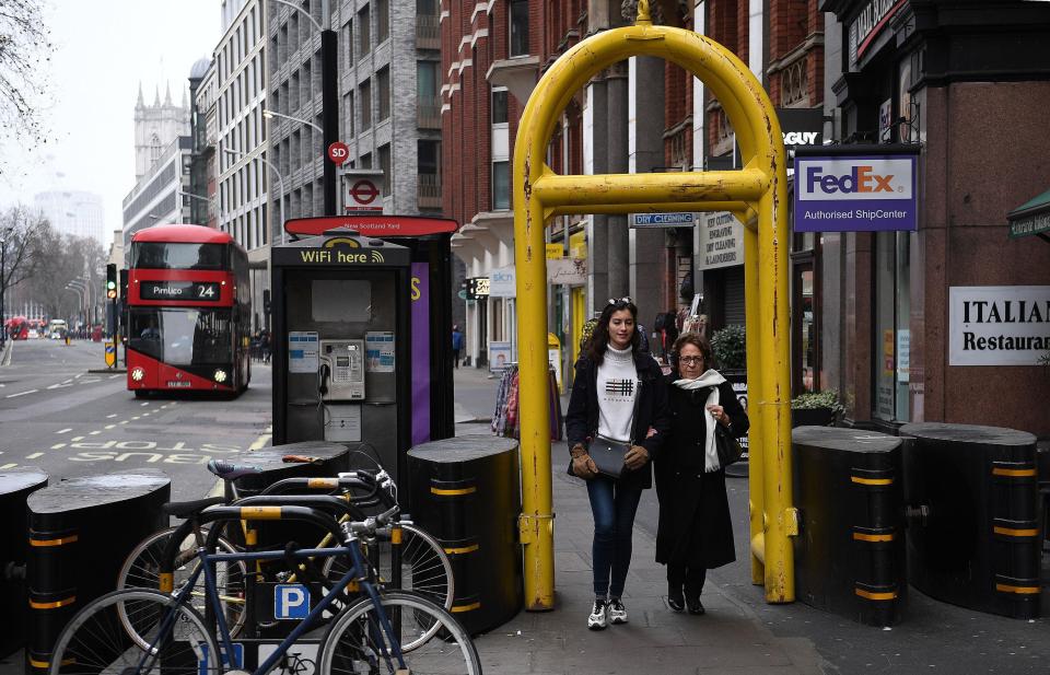 Security barriers have already been put up on Victoria Street in central London ahead of the firework display tonight