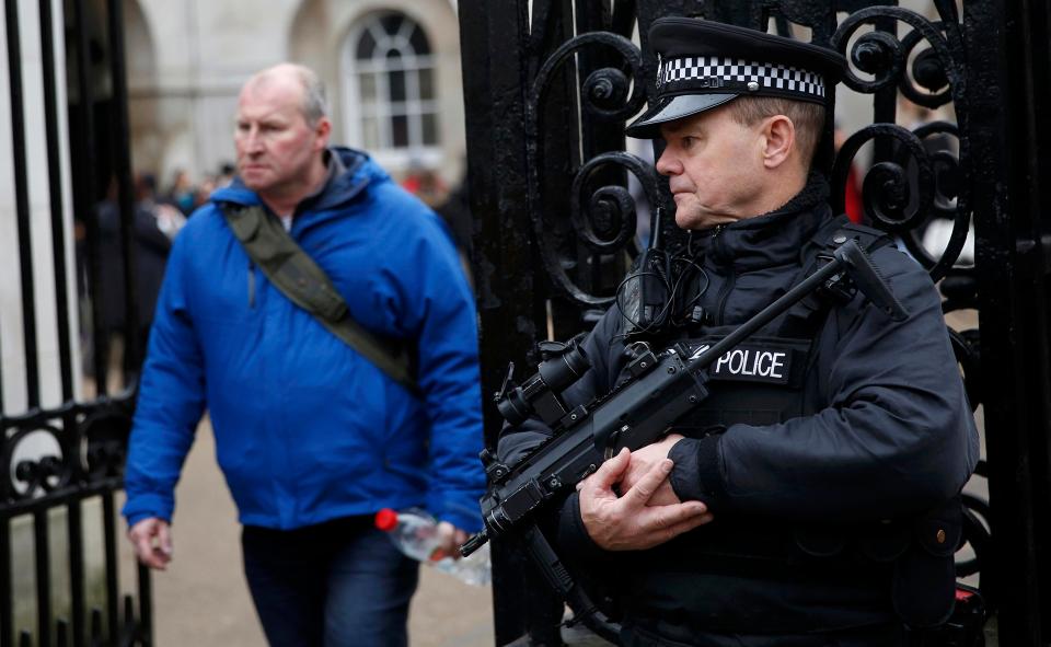  Armed police are on London's streets tonight to counter any threat of a terror attack