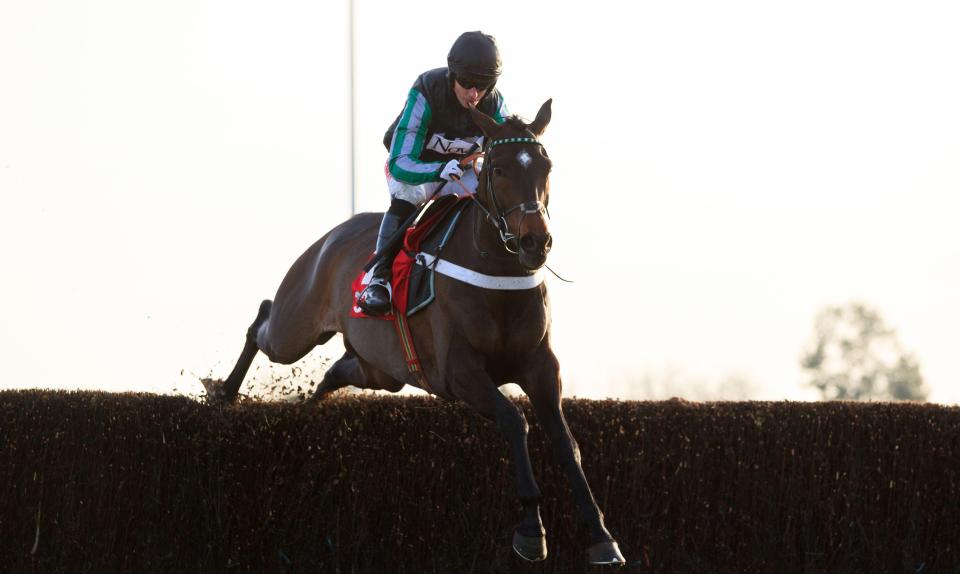  Altior jumps the last at Kempton in splendid isolation