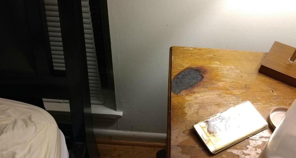 A man claims his Samsung S6 Edge caught fire overnight