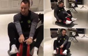 John Terry goes indoor go kart racing with his daughter on race track in his own house...
