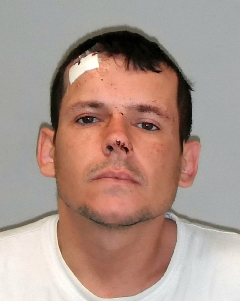 Matthew Martindale. An ex-RAF reservist has been commended by a judge for tackling an armed thug who threatened to shoot him at point-blank range - by running him over with his BMW. See NTI story NTIGUN. Wayne Ballinger, 57, and his wife were watching television in the lounge of their listed building home on a quiet country lane when they heard a noise from another room. The pair were shocked when they found three holes in two windows which had been caused by a weapon firing projectiles at their house. Mr Ballinger drove his BMW up and down the lane to investigate and spotted Matthew Martindale, 34, walking with his arm behind his back. Martindale then produced an imitation firearm and pointed it at Mr Ballinger before threatening to shoot him. Incredibly, brave Mr Ballinger "called his bluff" and told him he "better make the shot a good one" which caused the gunman to back away. He then accelerated his BMW towards Martindale who toppled over the bonnet before sprinting off into woodland. Armed police were called and one officer came "within a hair's breadth" of shooting him before he was arrested. Martindale, of Wichenford, Worcs., admitted criminal damage of the windows and having a firearm with intent to cause fear of violence.