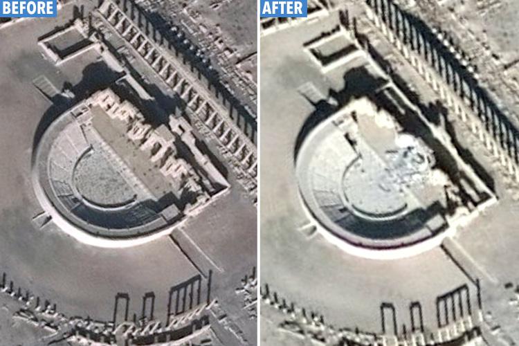 The satellite images showing before and after ISIS thugs got to work