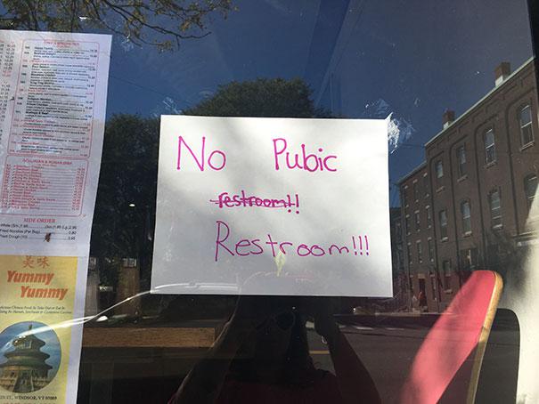  This shop has banned the "pubic" from using their toilet