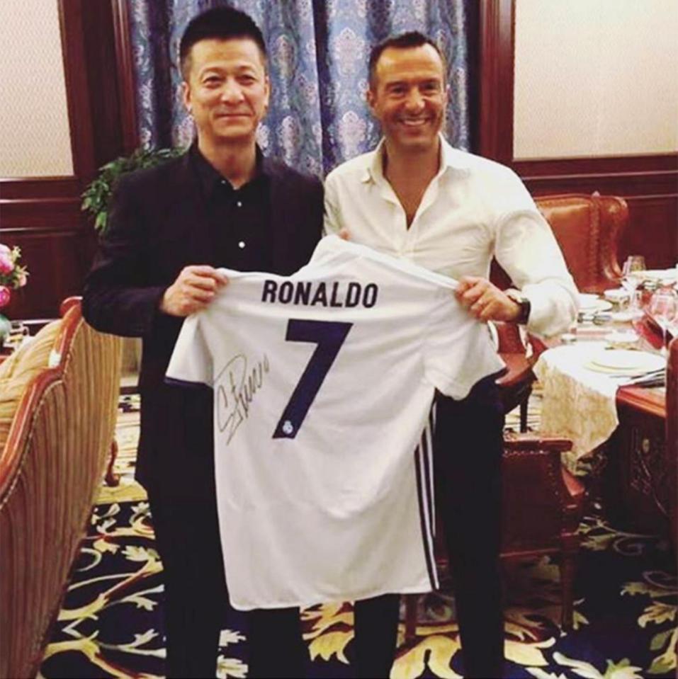 Jorge Mendes has been snapped posing with a Chinese Super League club's billionaire owner