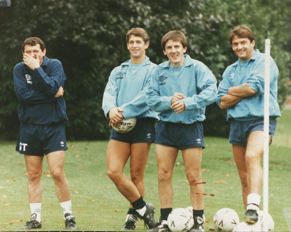 Taylor with Lineker, Peter Beardsley and Gary Mabbutt