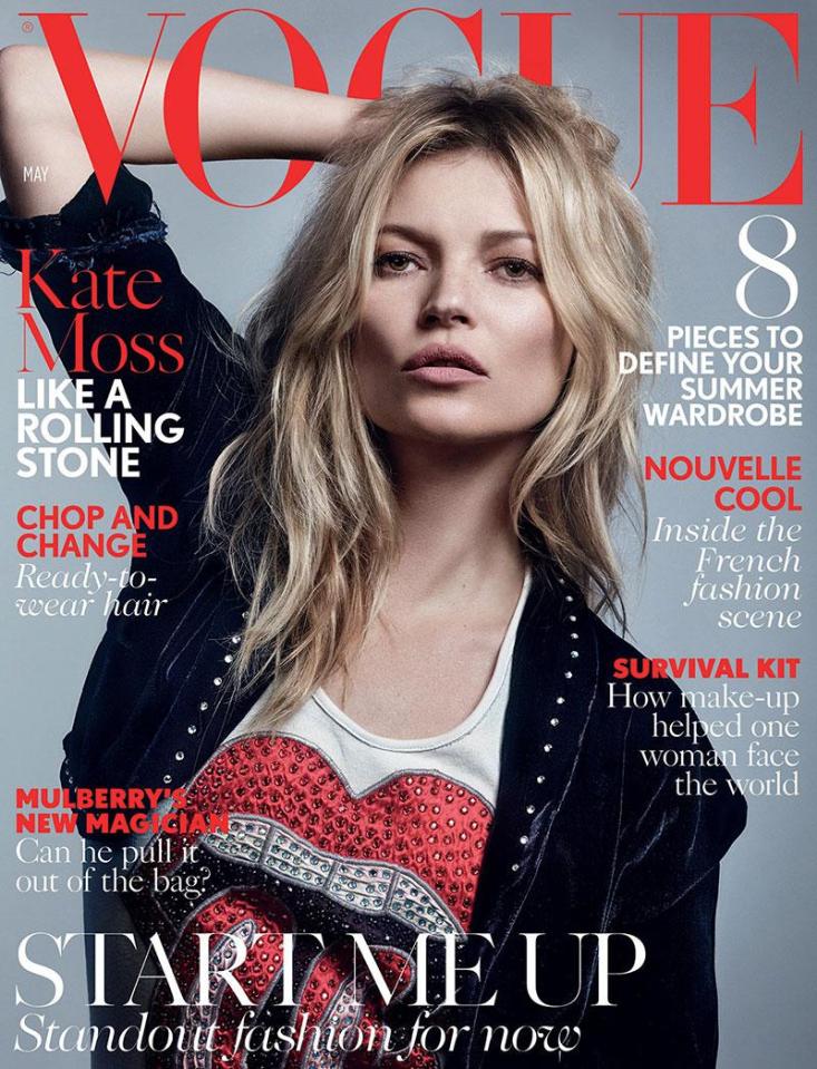 Kate Moss on the front cover of the iconic magazine 
