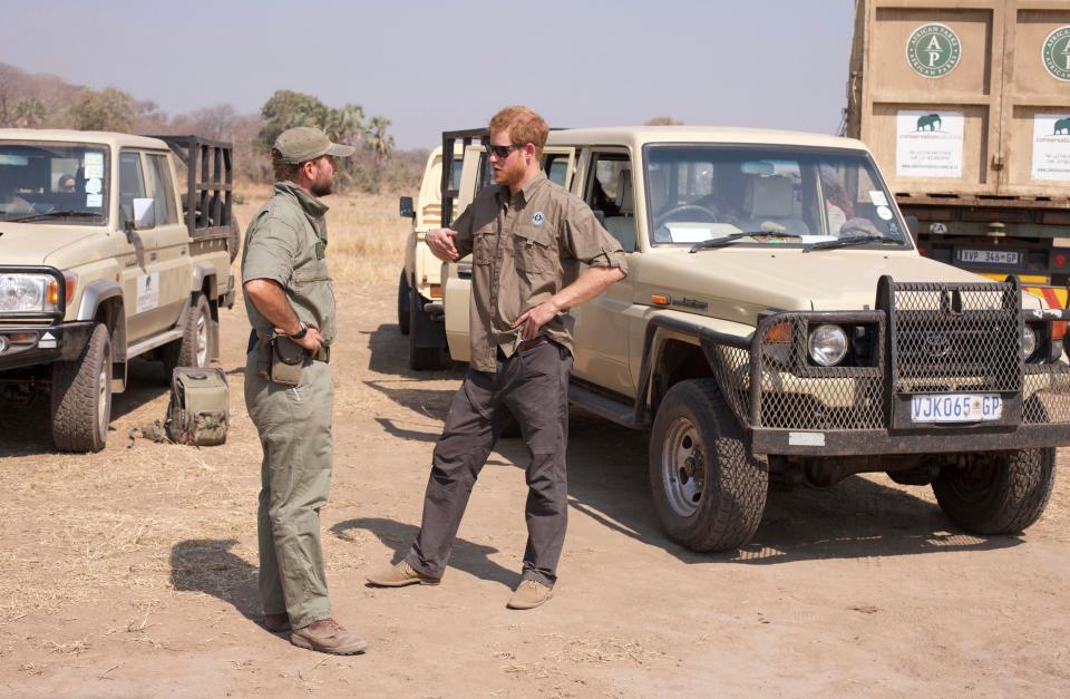  On patrol . . . Prince Harry joined conservationists safeguarding Malawi’s elephants