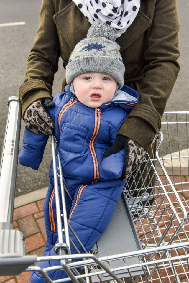 Emmet hit his head after launching himself out of the Aldi shopping trolley