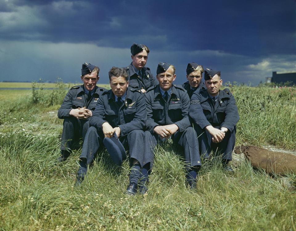  Johnson, far left, in picture taken on July 22, 1943, just 35 days after 53 of their RAF colleagues were killed