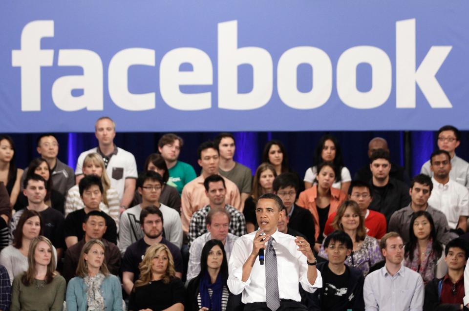  Outgoing president Bararck Obama speaks at a town hall-style event at Facebook's headquarters