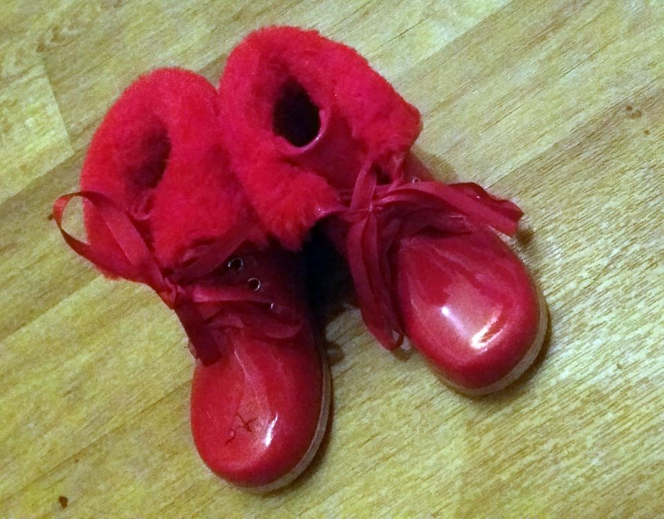 Red leather boots